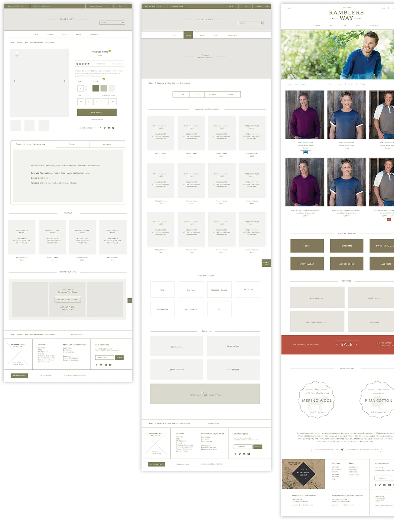 Mosaic layout of Ramblers Way desktop website screens.